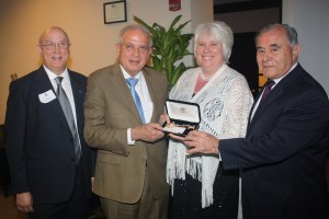 Presenting Her Excellency Ambassador Marina Kaljurand the Key to the City of Miami: Honorary Consul Jorge Viera, Mayor of the City of Miami The Honorable Tomas Regalado and Chair of the Commission of the City of Miami Mr. Willy Gort. February 24, 2014. Miami, FL.