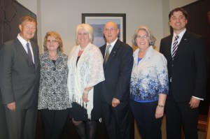 Estonian Honorary Consuls Jaak Treiman and Irja Cilluffo, Her Excellency Ambassador Marina Kaljurand, Estonian Honorary Consuls Jorge Viera and Lisa Ann Mets, and Estonian Consul General Sten Schwede. February 24, 2014. Miami, FL